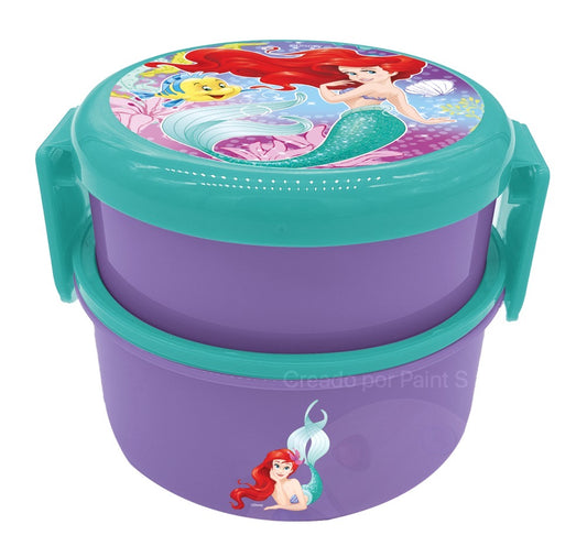 Contenedor para comida o Sándwichera con cubierto Disney sirena PH-PRA-TP02