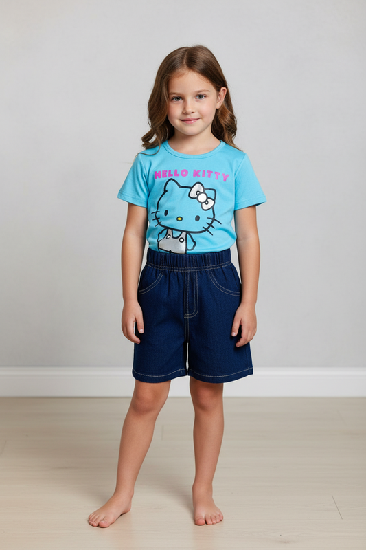 Set 2 piezas niña camisa azul celeste Hello Kitty H9-HK-101D 490390