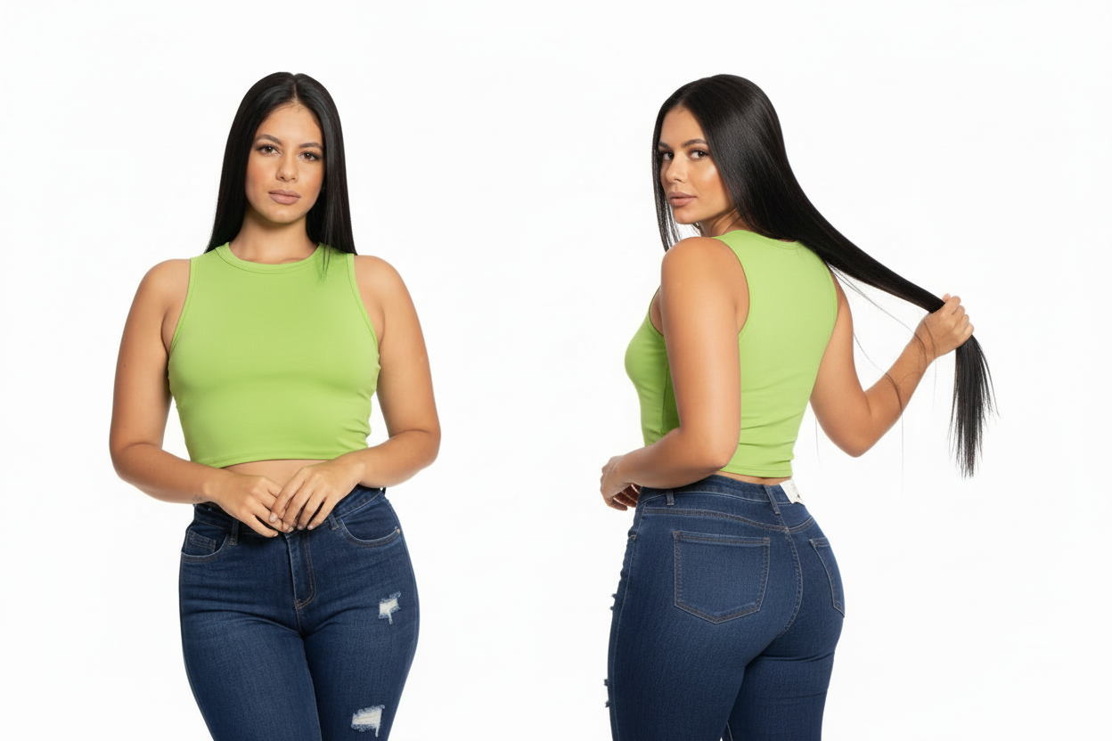Camisa crop top basic algodón camiseta verde lima CTD1155-15 390290