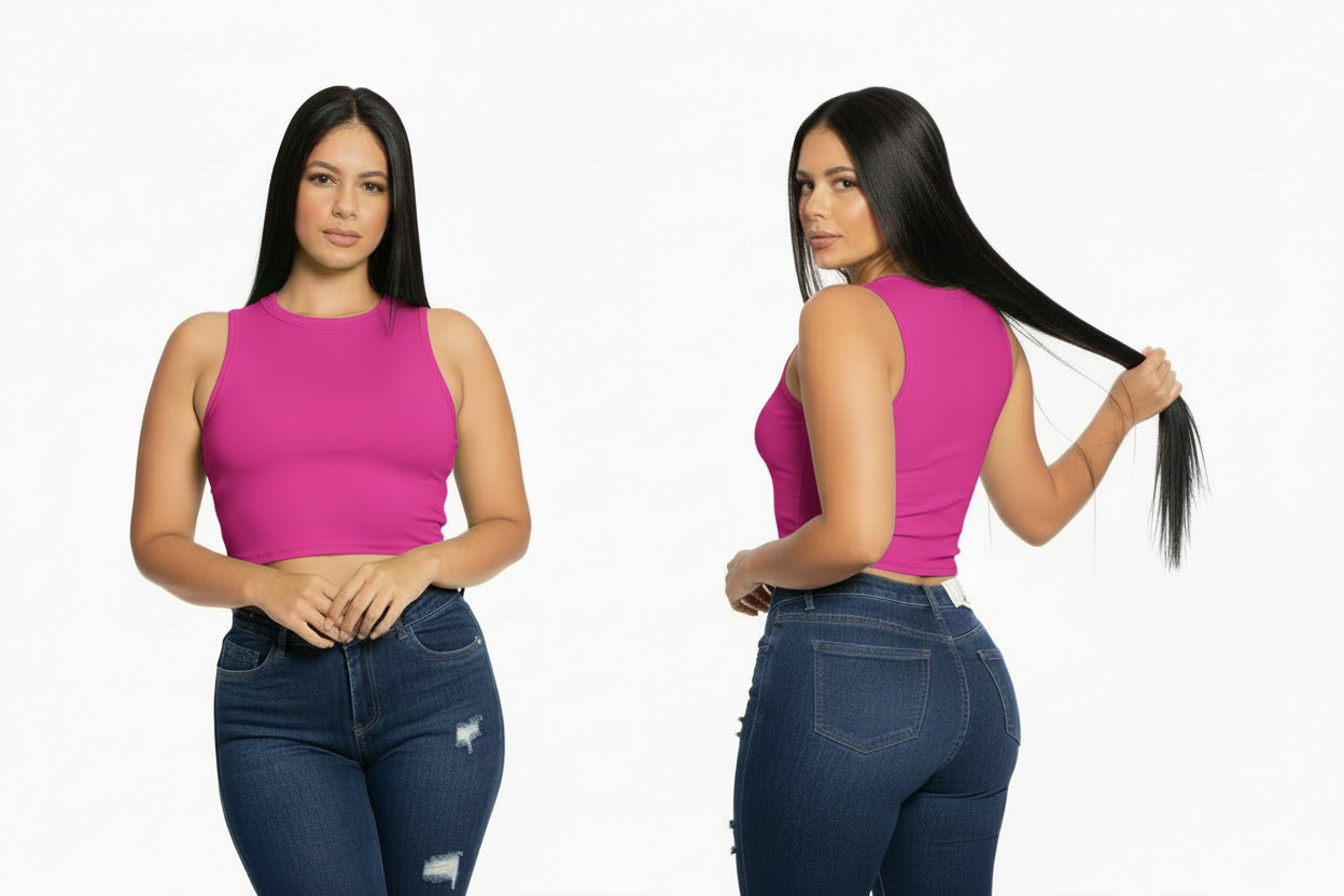 Camisa crop top basic algodón camiseta rosado fucsia CTD1155-15 390290