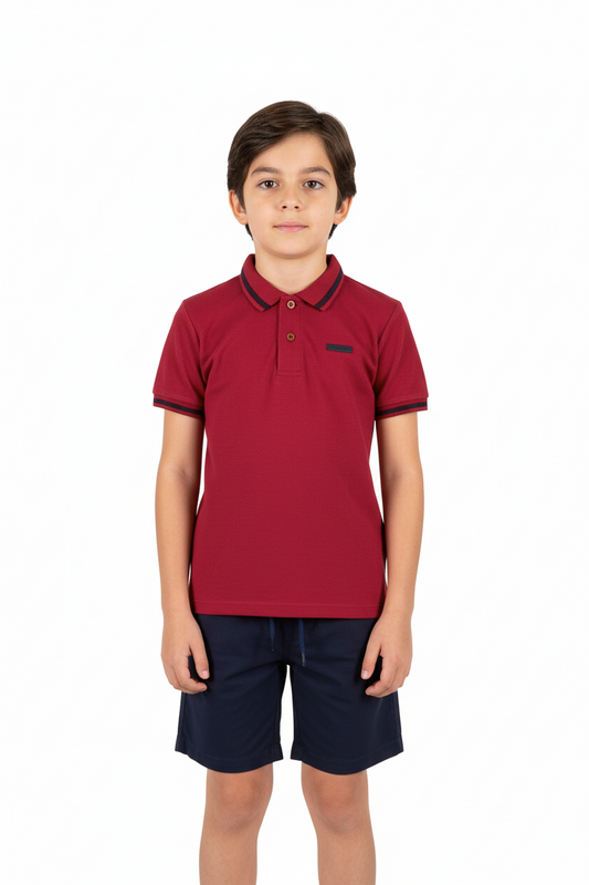 Set 2 piezas niño  quimby Niño short azul y camisa polo roja 34274-191763