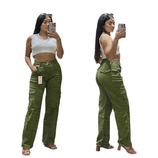 Jeans pantalon cargo dama CPD1204-4 590465 verde