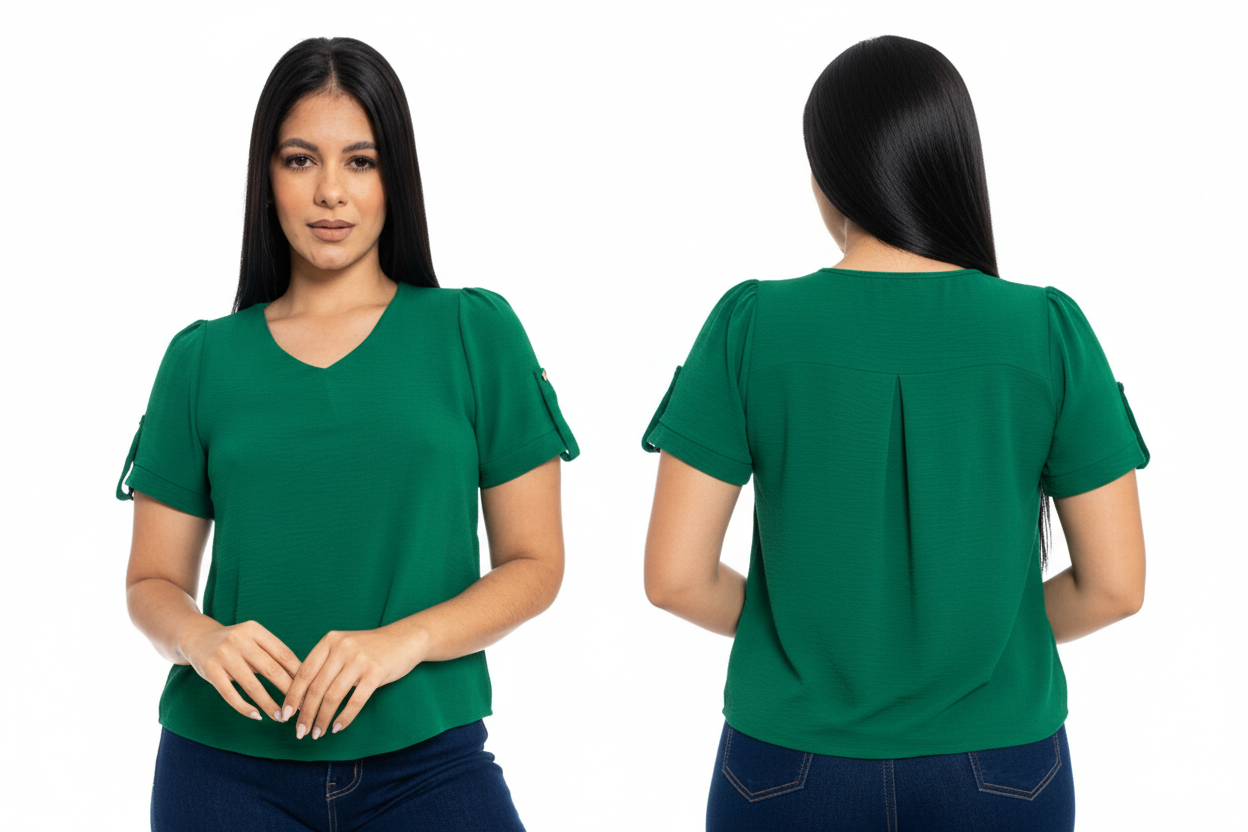 Camisa para dama verde esmeralda Chic mi CTD1199-34 445390 promo 3x1000