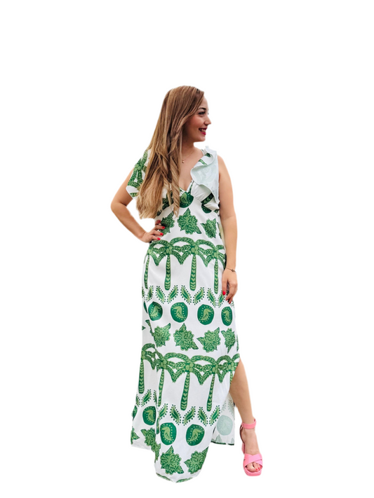 Vestido dama palmeras verdes IN12-2284 890790 promo 2x1000