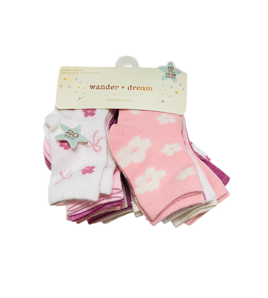 Set 20 pares calcetines rosados bebe niña Wander dream