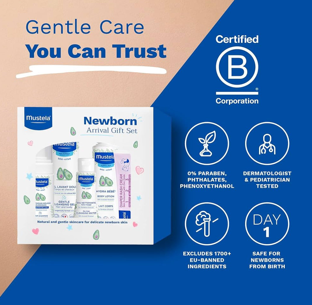 Set regalo gift mustela  bebe niña niño kit limpieza shampoo gel crema cleansing water hidratante crema pañales