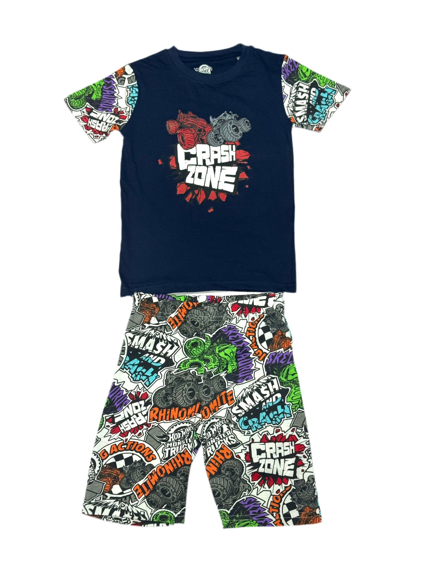 Pijama azul oscuro short multicolor Hotwheels niño Disney HW-91372