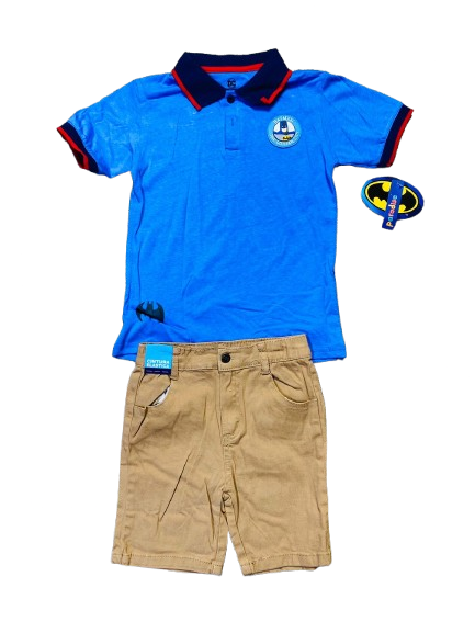 Set 2 piezas batman short beige camisa azul niño C9-BA-1073