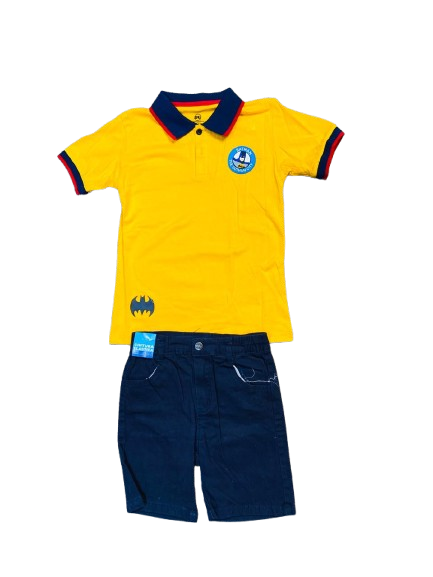 Set 2 piezas batman short camisa amarilla niño