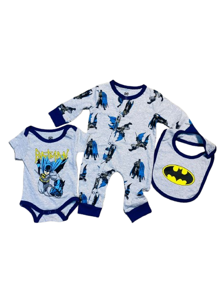 Set 3 piezas mameluco bebe niño batman