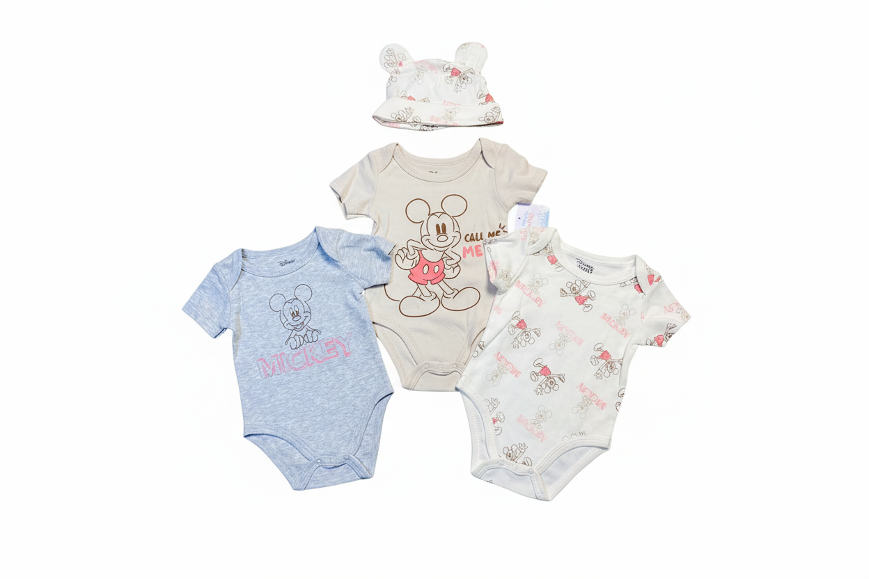 Set 4 piezas mameluco bebe niño mickey disney D9-MI-1252B promo 2x1000