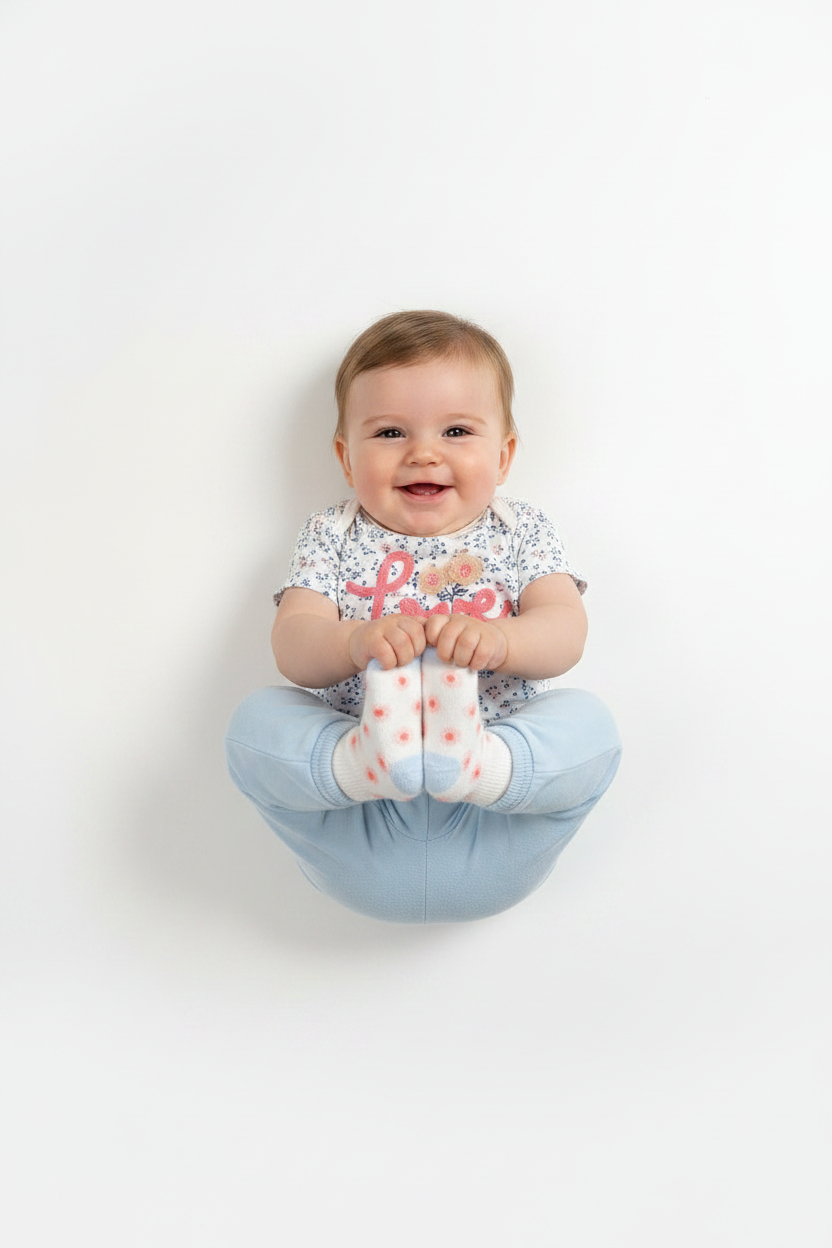 Set 3 piezas mameluco pantalón azul calcetines bebe niña Tinytots B148J201GB