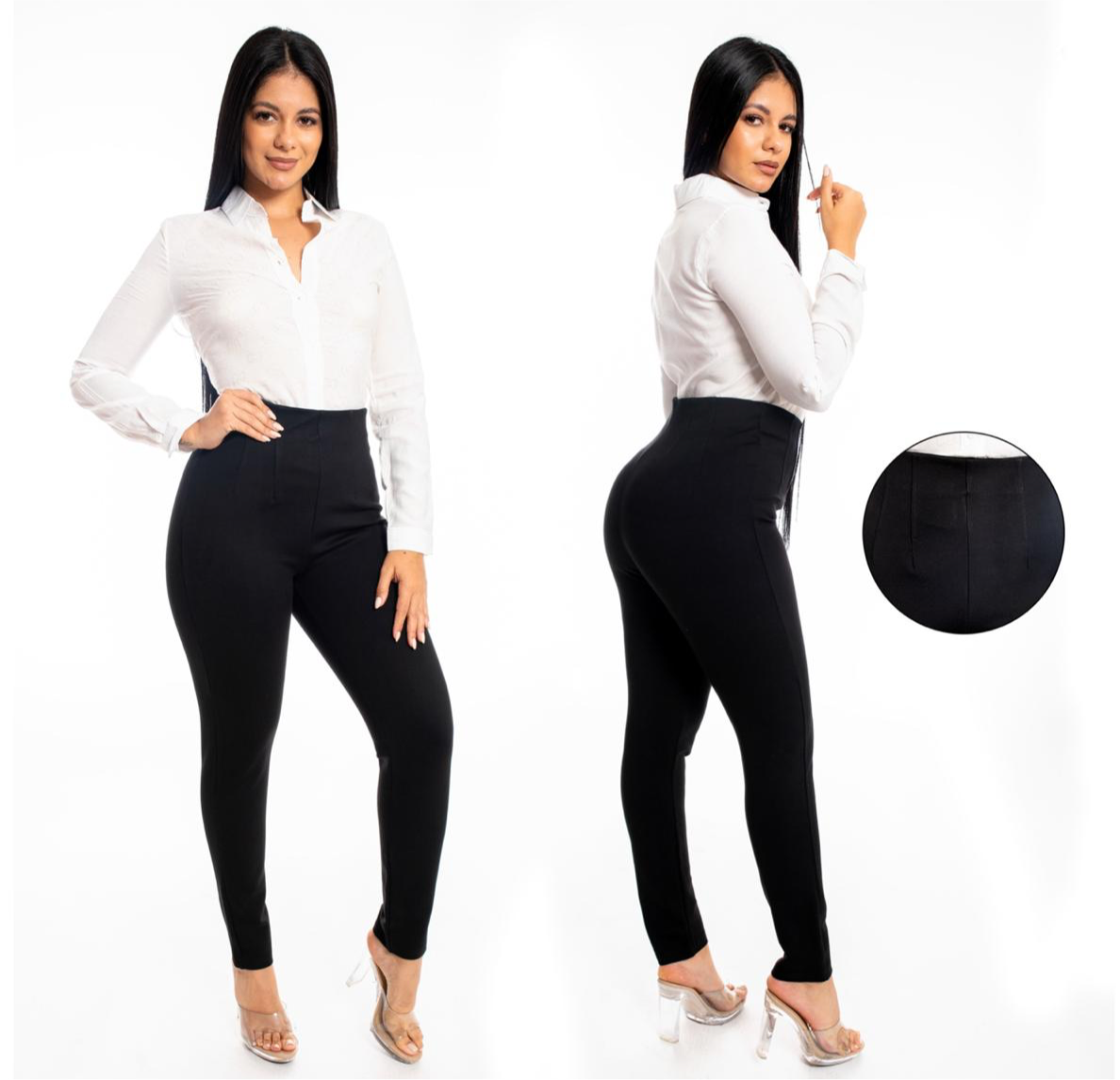 Leggings gruesa Pantalon con pinza negro mujer CPD1203-6 Chic mi 690590