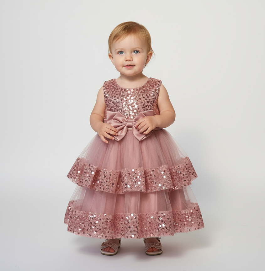 Vestido rosado gala evento bebe niña 426631318