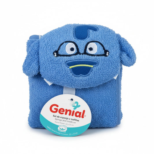 Set esponja toalla baño genial bebe niño