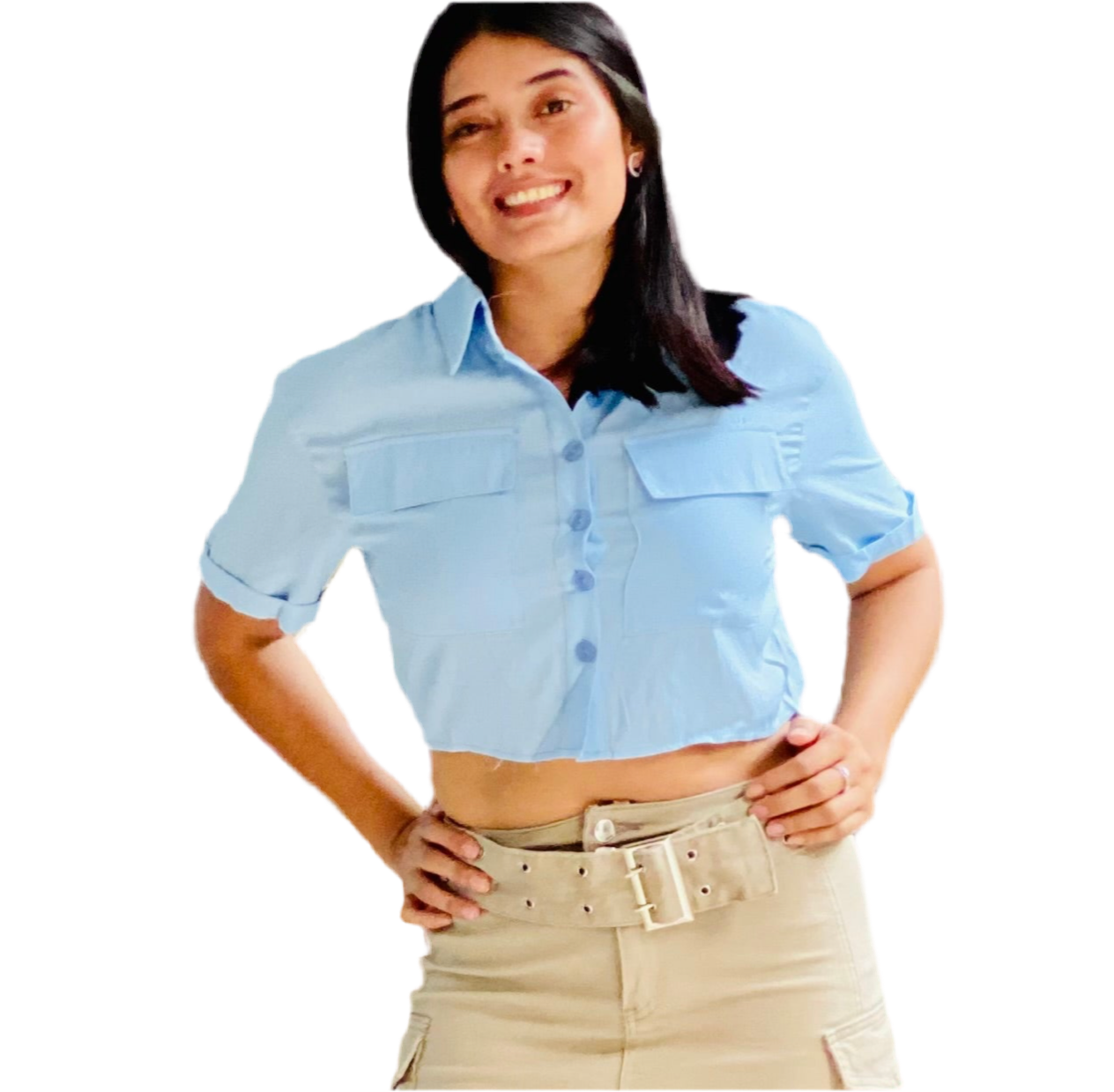 Camisa blusa dama cuello Azul CTD1210-2 590490