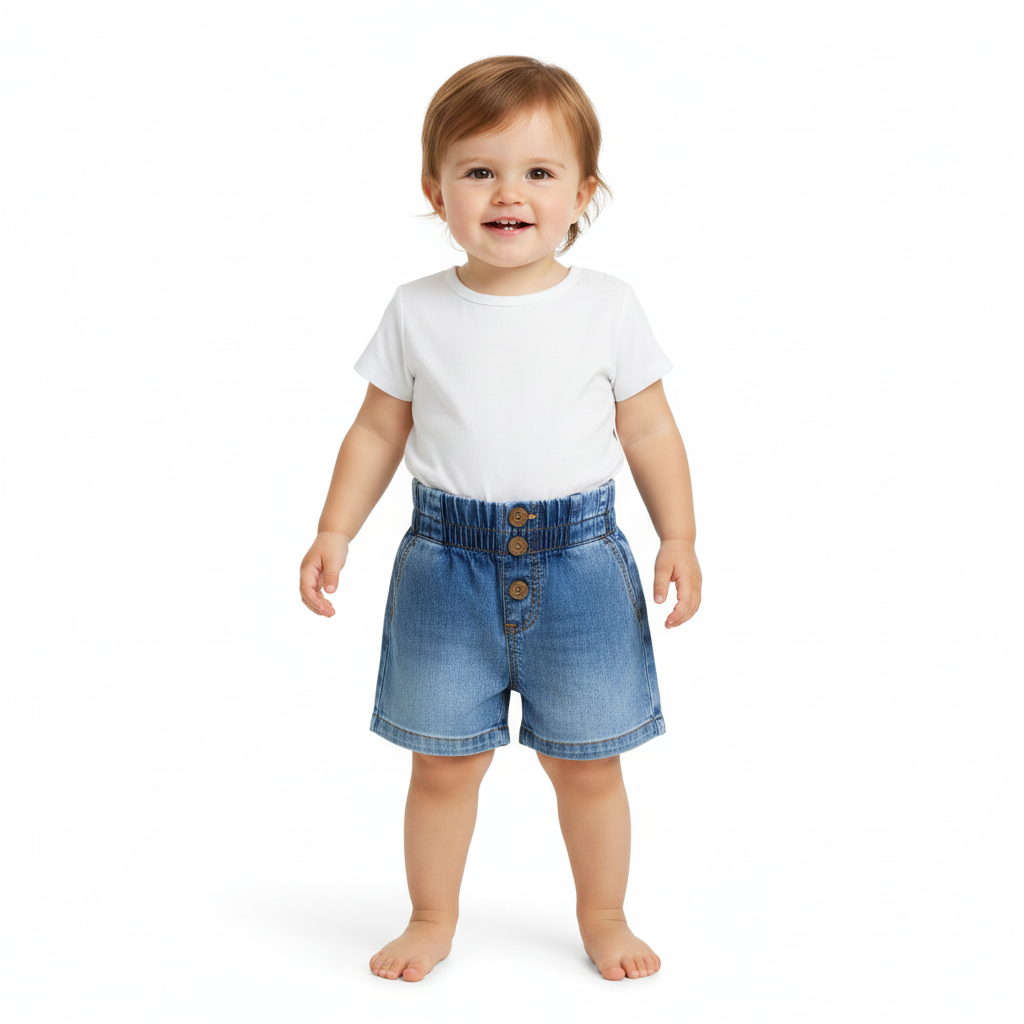 Short azul jeans bebe niña quimby 34023-184025 promo 2x1000