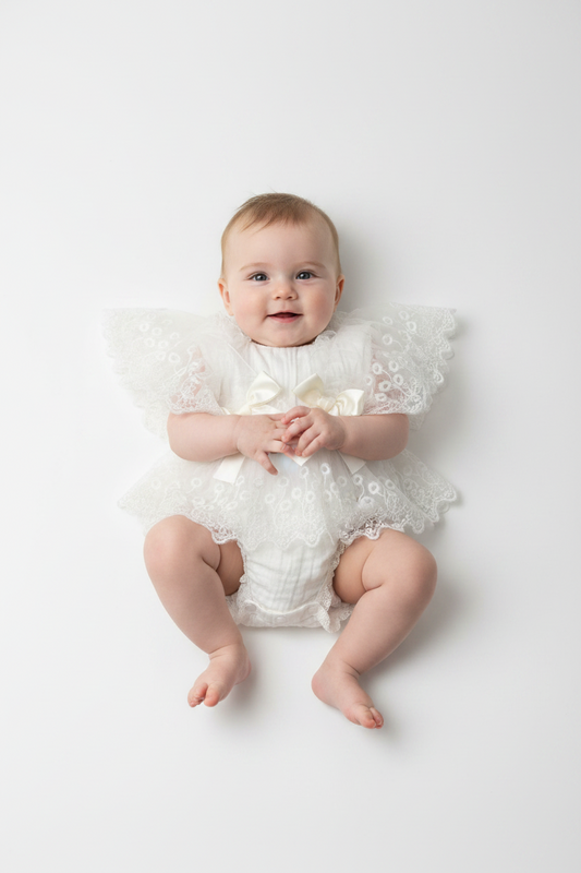 Vestido blanco bebe niña encaje FT67700A2 mameluco