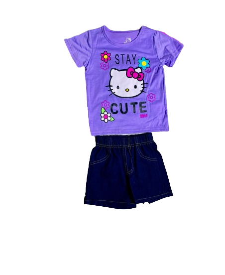 Set 2 piezas niña camisa morada Hello Kitty