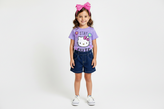 Set 2 piezas niña camisa morada Hello Kitty H9-HK-104D 490390