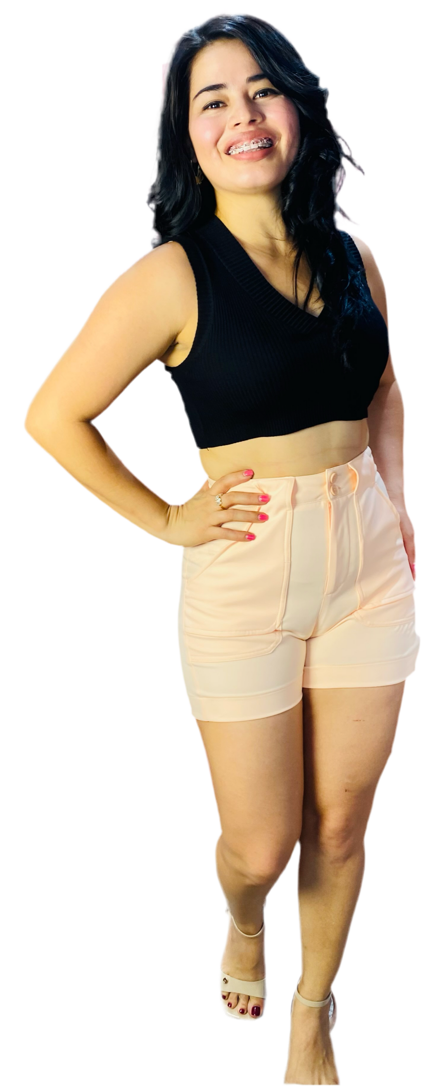 Short tiro alto tela formal salmón Intrigue INT7-1739 490390