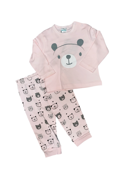 Pijama Set dos piezas osito rosado bebe niña Kobytin