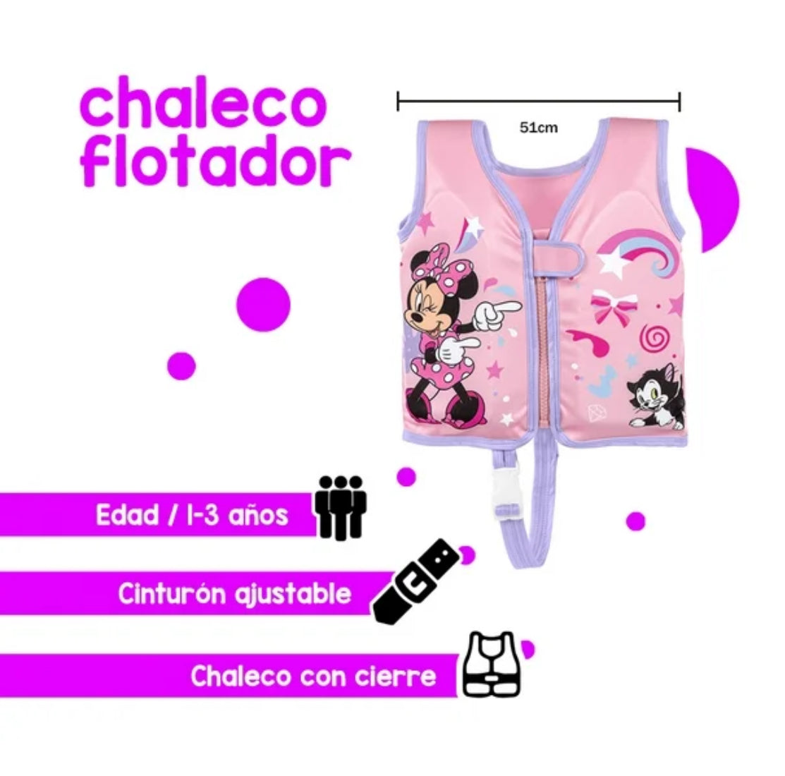 Chaleco Flotador de baño minnie niña