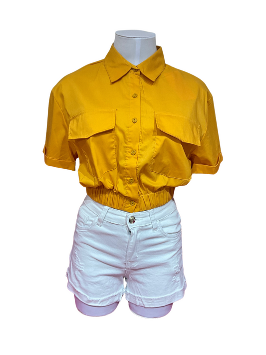 Camisa blusa dama coello bolsas Amarillo Z1-1377-A 490399 promo 3x1000