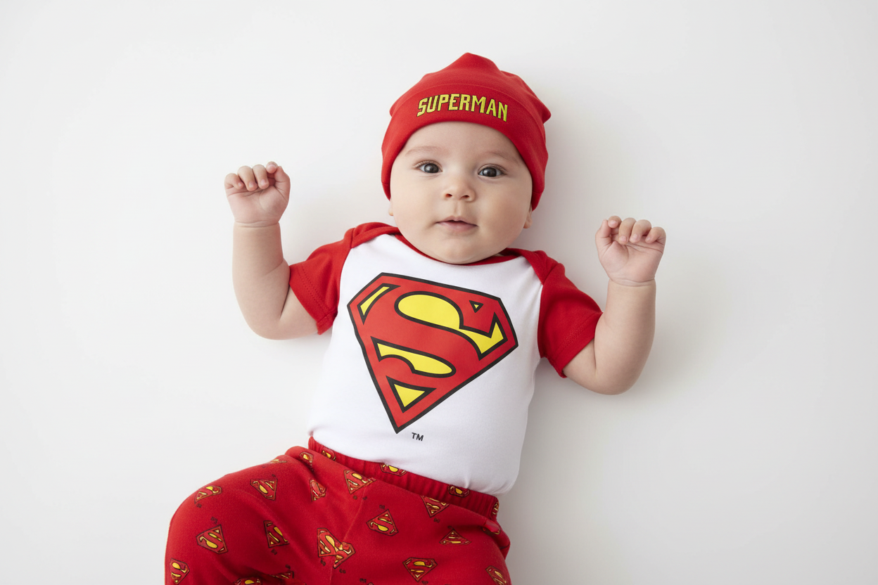 Set 3 piezas mameluco bebe niño superman rojo C9-SM-859B 490390