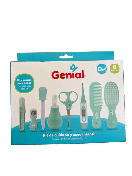 Kit de cuidado y aseo infantil Genial bebe niña niño Verde NB 0m+ 8 piezas