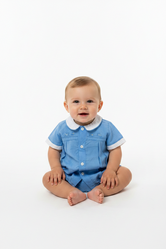 Mameluco azul oscuro bebe niño 51503 cuello peterpan