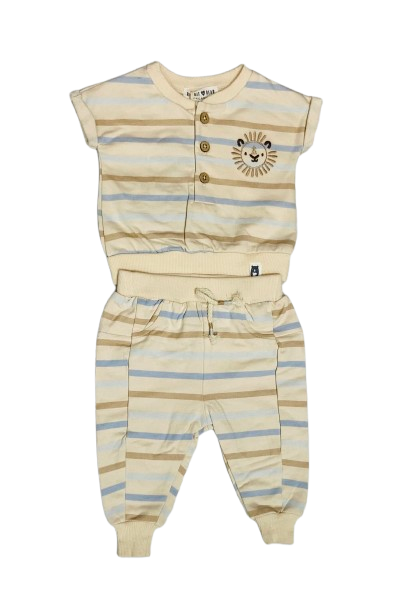 Set 2 piezas beige rayas niño