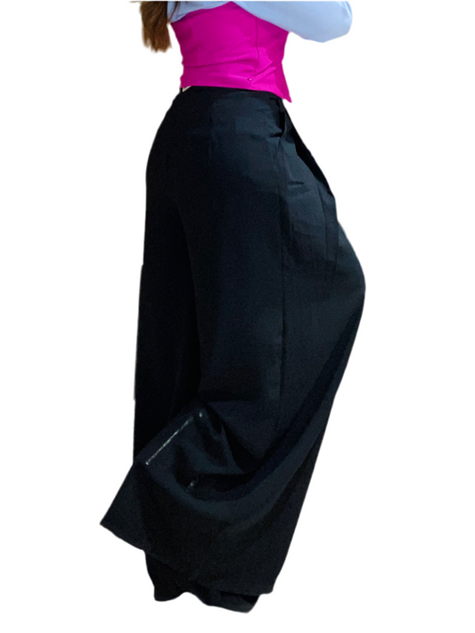 Pantalon de tela Dama Wide Leg Negro CPD1030-21 690590490