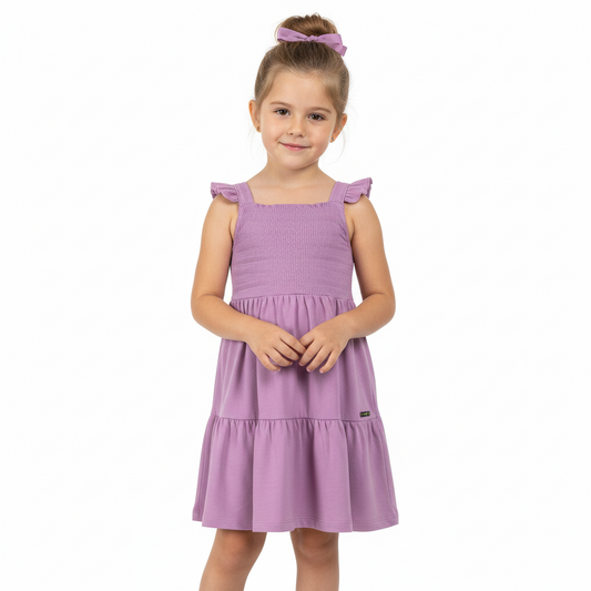 Vestido niña morado quimby niña 34187-143209 revuelos algodón promo 2x1000