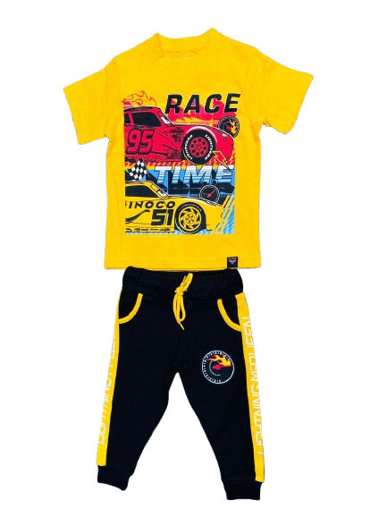 Set conjunto 2 piezas cars camisa amarilla niño