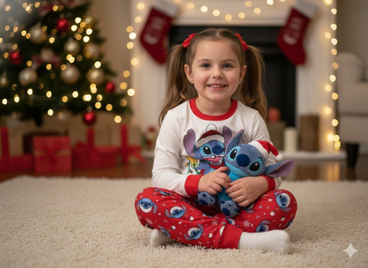 Pijama niña blanca roja navidad navideño Stitch D3-STI-100D 590490