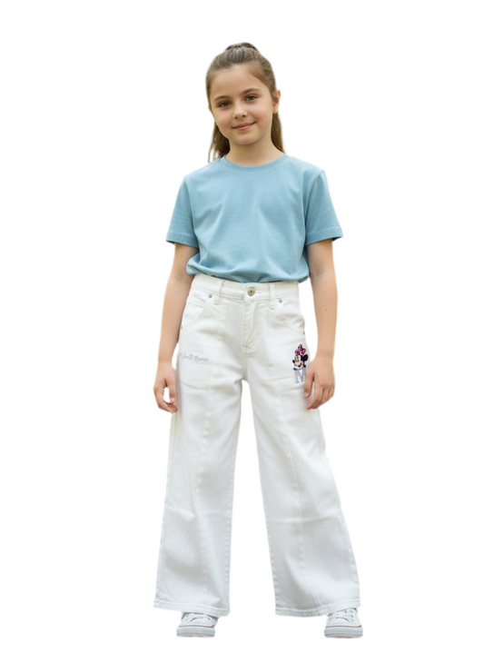 Pantalon jeans blanco niña Minnie Disney MM-2519