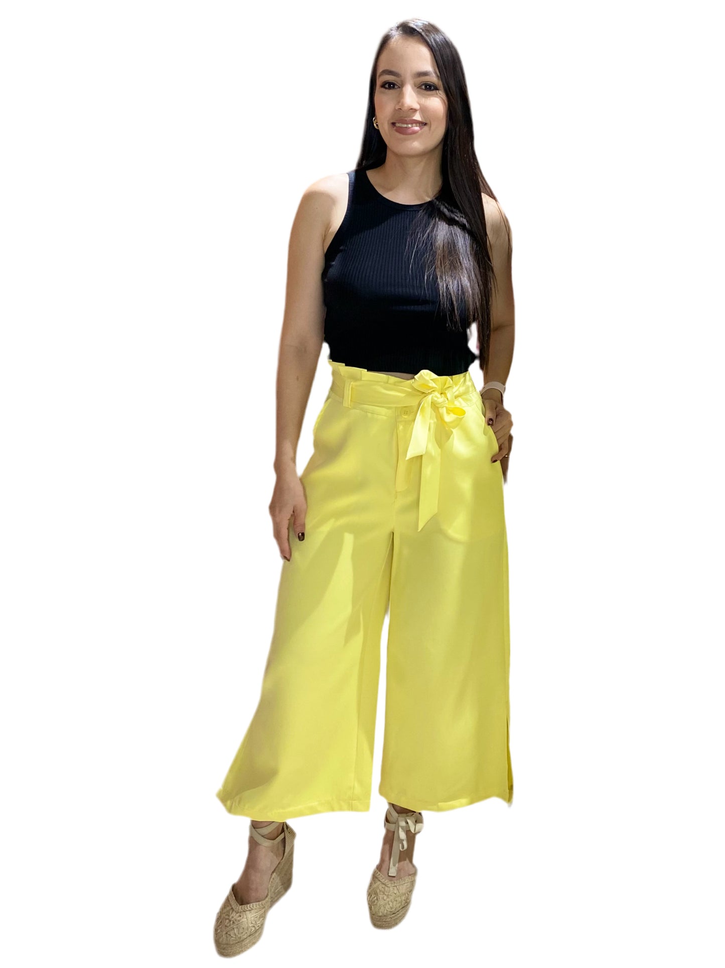 Pantalón Dama Amarillo Tela Formal con faja INT3:1735 690590490