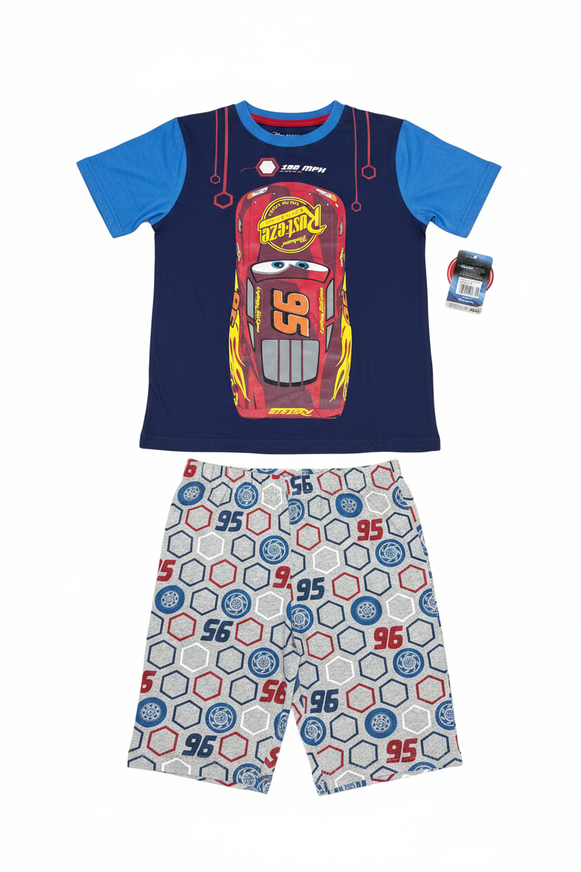 Set 2 piezas rayo McQueen cars short  camisa azul niño A3-C3-127N 490390 promo 3x1000