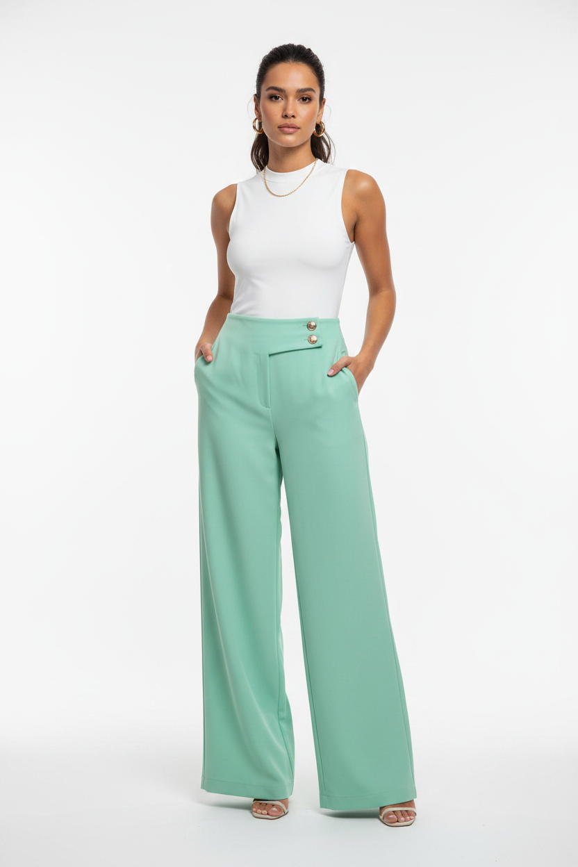 Pantalon Dama Tela Formal  verde menta  INT3-1734  690590490 promo 3x1000