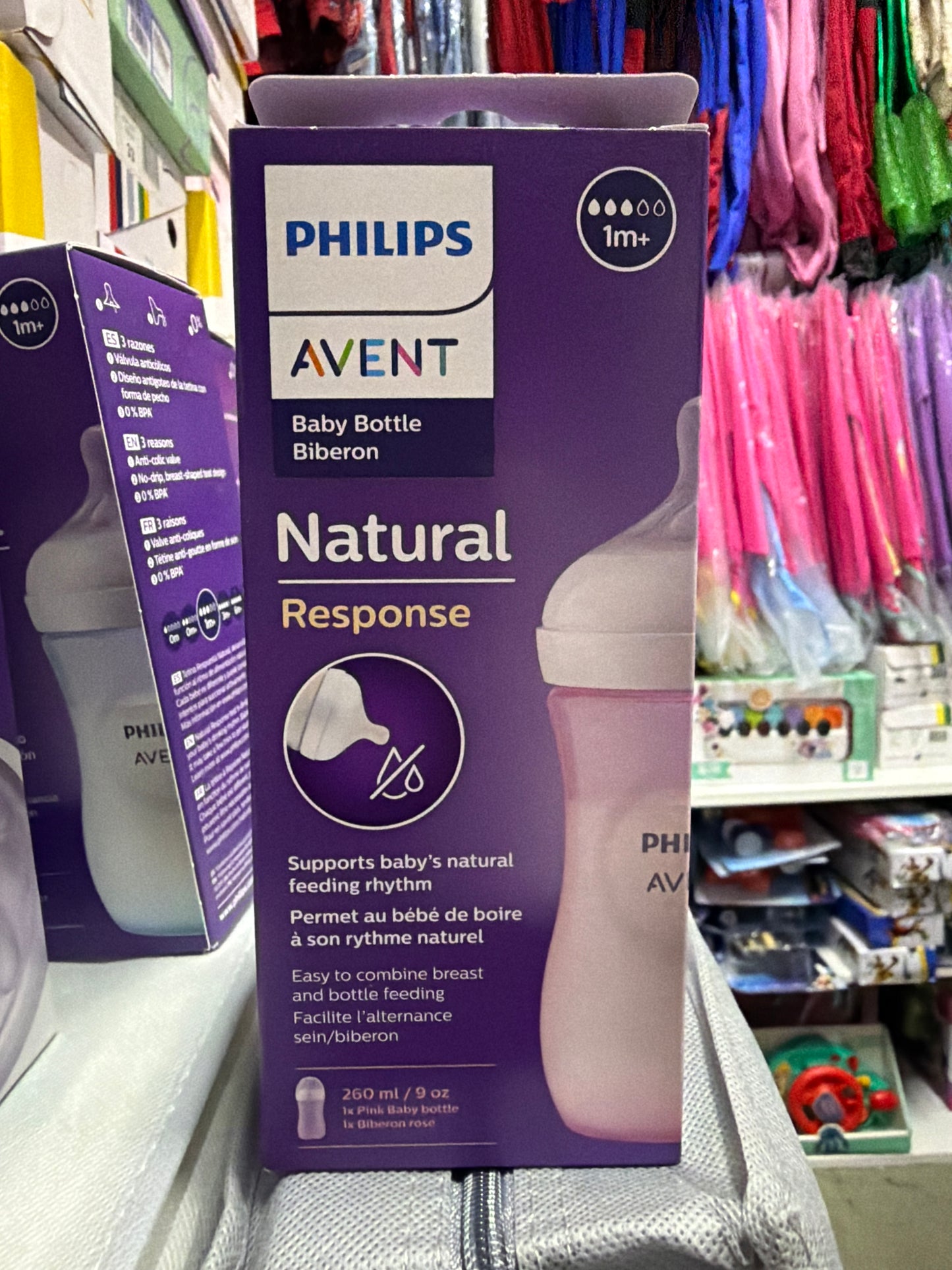 Biberon anticolico Avent Natural Rosado 1m+ 260ml(9onz)
