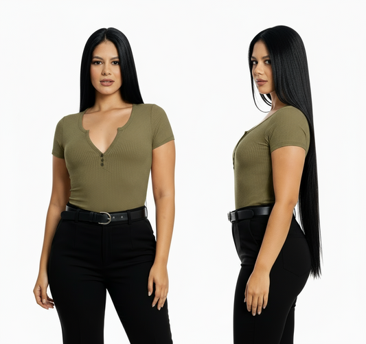 Camisa dama blusa CTD1170-1 390290 verde olivo