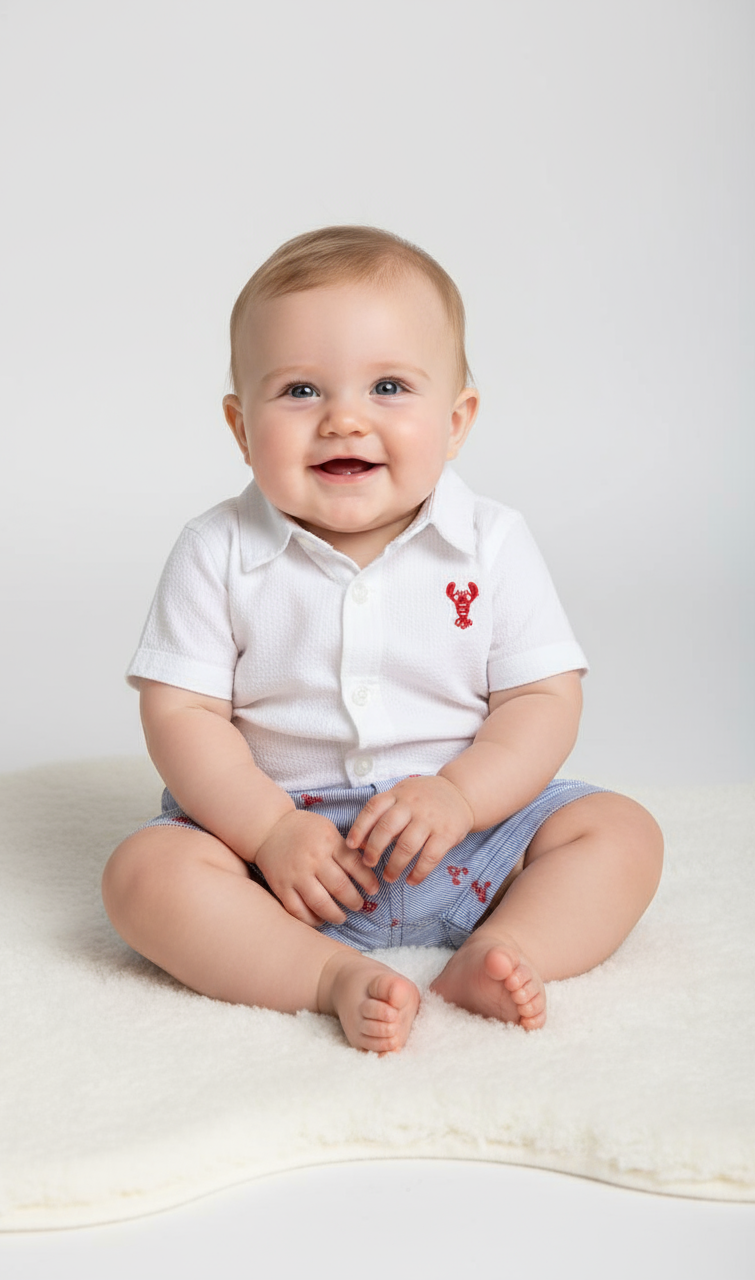 Set conjunto 2 piezas mameluco blanco short negro rayado bebe niño Tinytots D94590TT