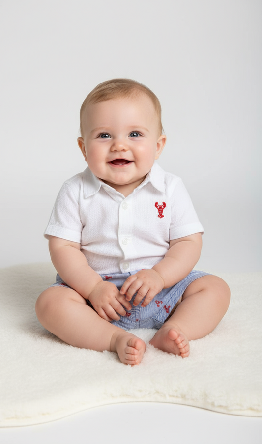 Set conjunto 2 piezas mameluco blanco short negro rayado bebe niño Tinytots D94590TT
