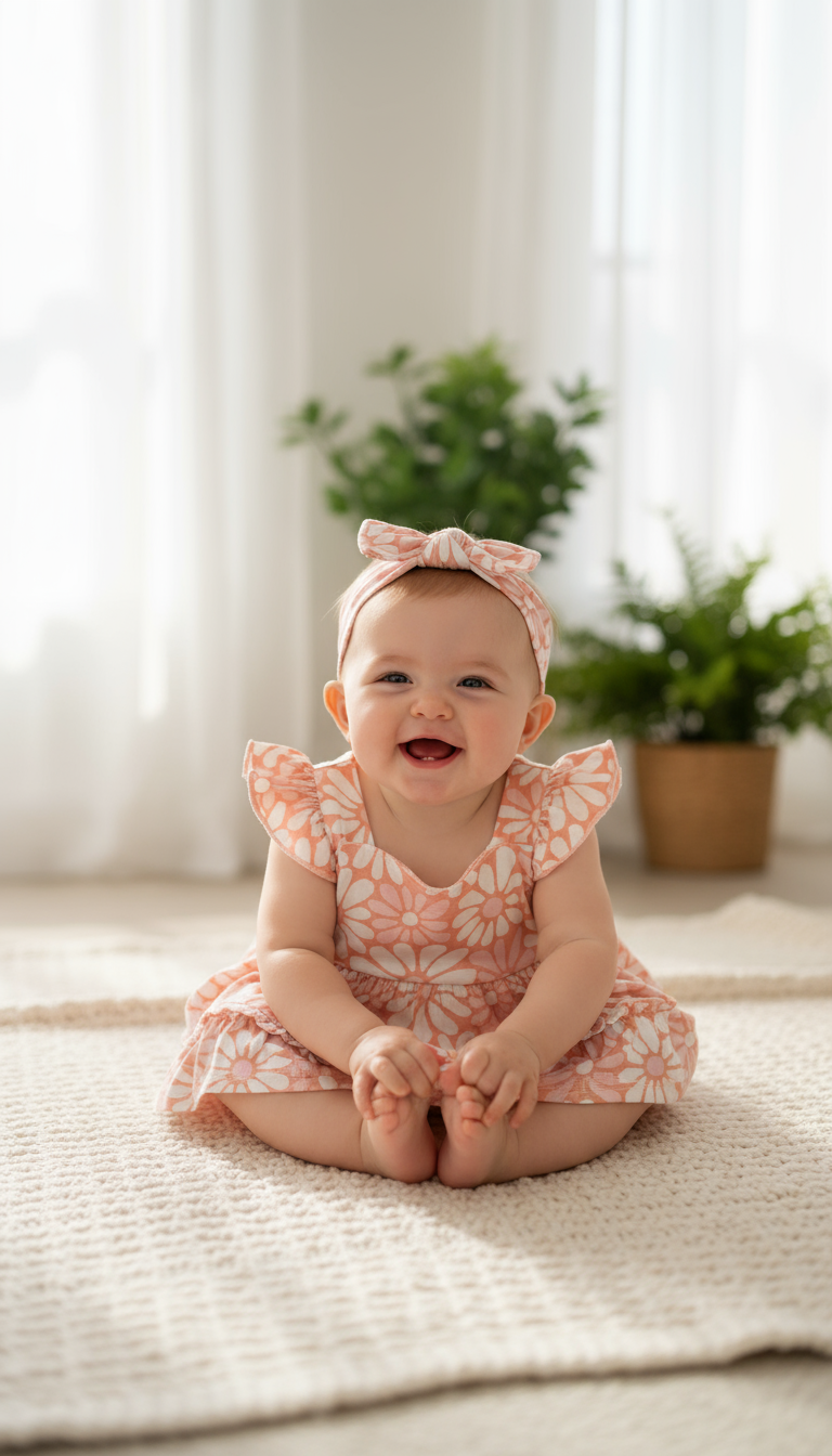 Set 3 piezas vestido camisa diadema salmón bebe niña Tinytots D95599TT promo 3x1000