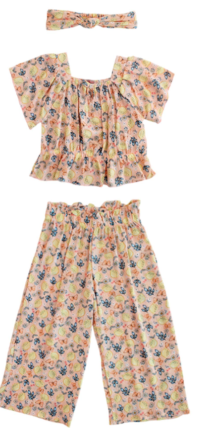 Set 3 piezas camisa pantalon diadema salmón bebe niña Tinytots AP15199