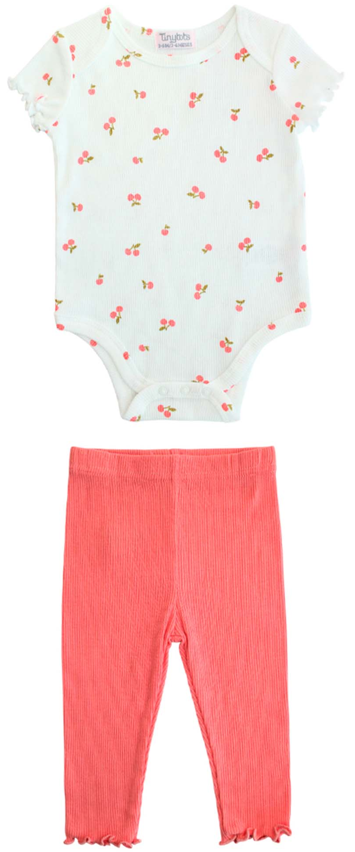 Pijama mameluco cereza blanco bebe niña Tinytots AP15074