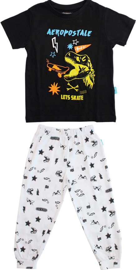Pijama camisa negra dinosaurio pantalon blanco niño Aeropostale 3166