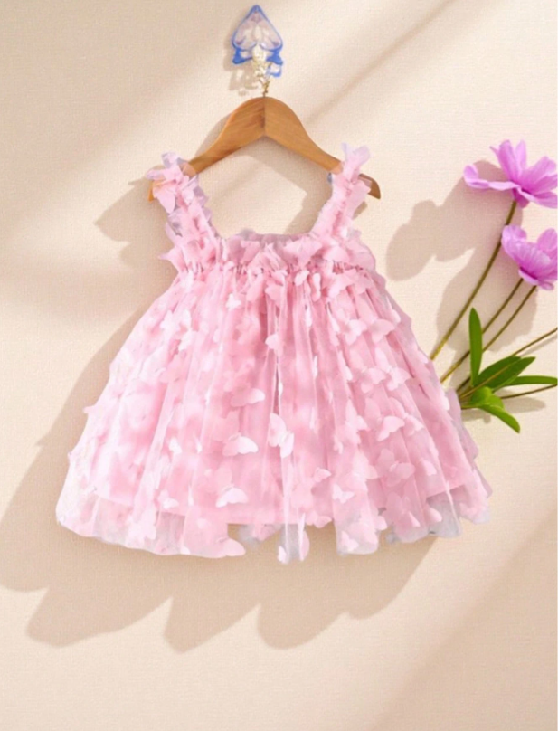 Vestido rosado flores bebe niña sa2402226567234707