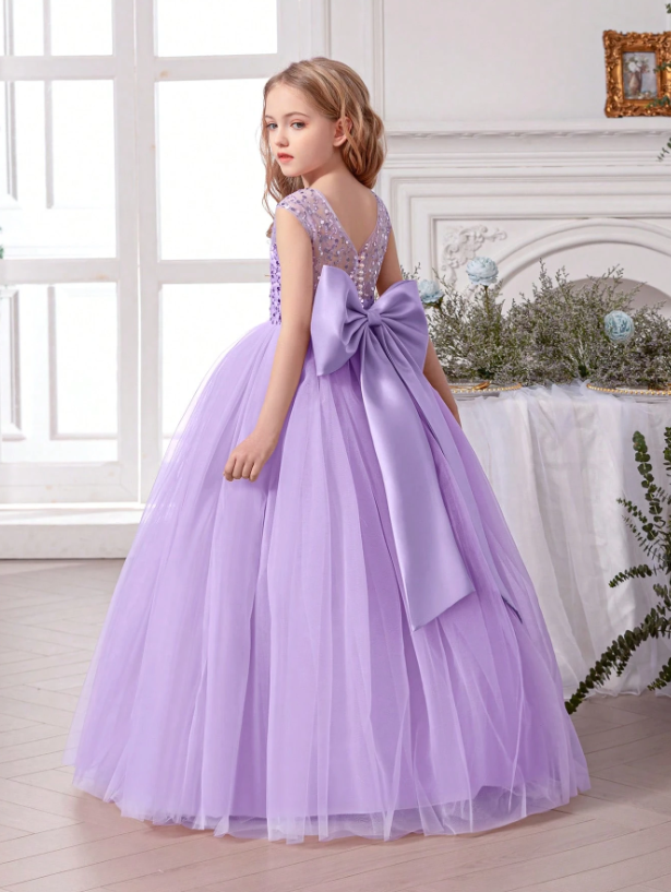 Vestido morado gala niña sk25052726557331633